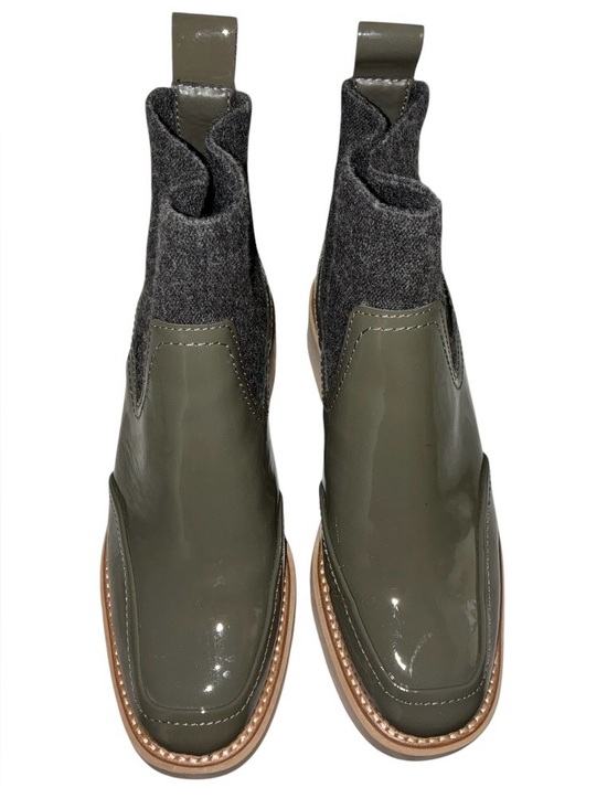 Dolce Vita Shoes - Dolce Vita Saline H2O boots olive patent leather finish grey knit cuff Sz 8